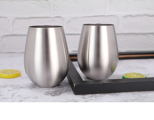 1 Ly cốc uống nước, bia, café, súc miệng không nắp hình quả trứng bằng thép không gỉ, inox 304 cao cấp