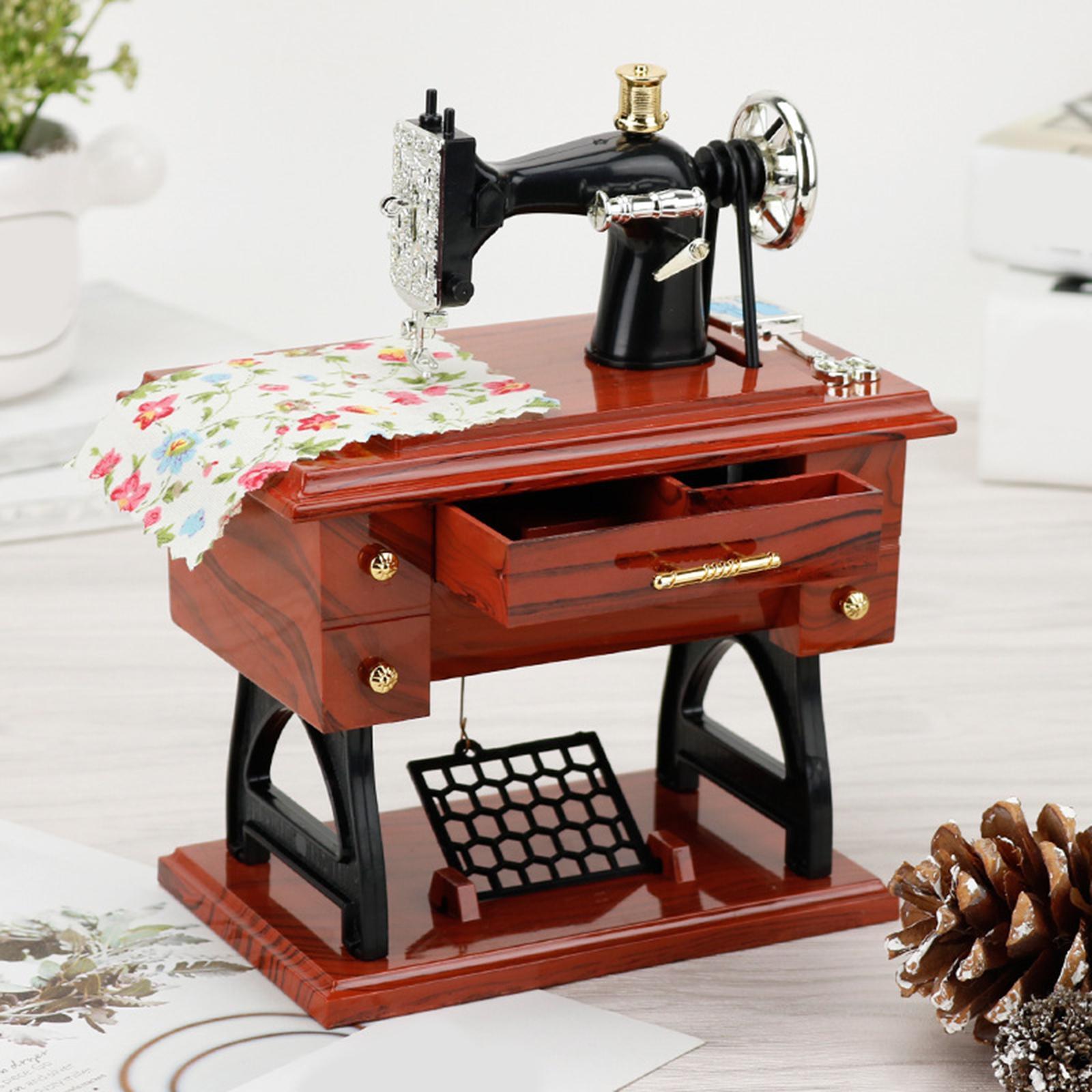 Sewing Machine Music Box Mechanical Music Box Table Decor for Desk Ornament Musical Gifts