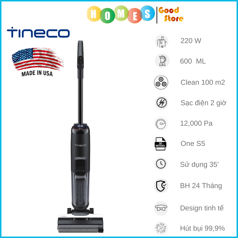 Máy Hút Bụi Lau Sàn Tineco Floor One Switch S6 Hút Bụi Lốc Xoáy, Sấy Khô 70°C Tràn Tràn Viền 2 Cạnh - Hàng Chính Hãng