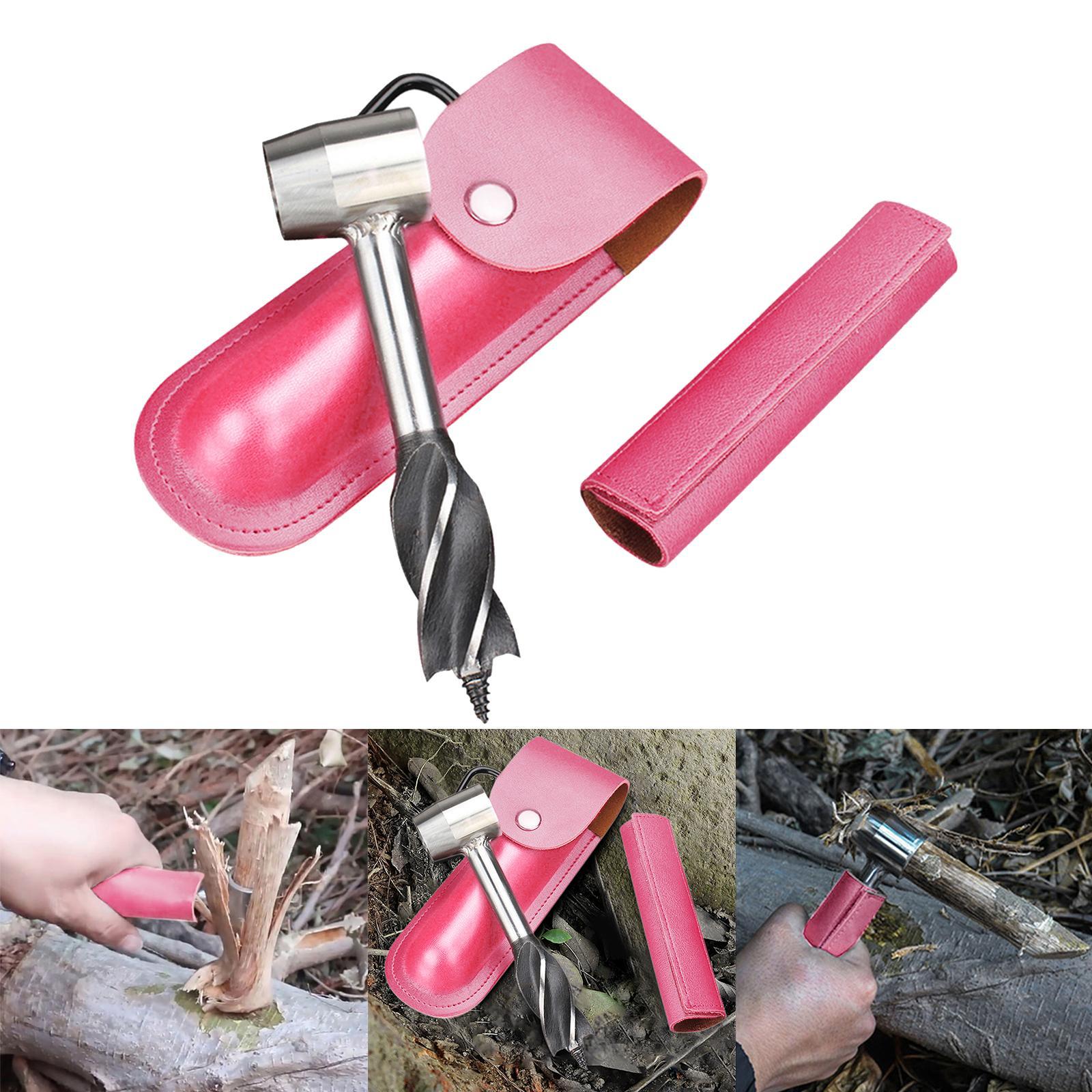 Hand Auger Drill Bit Woodworking Hand Screw Drill Camping Tool pink