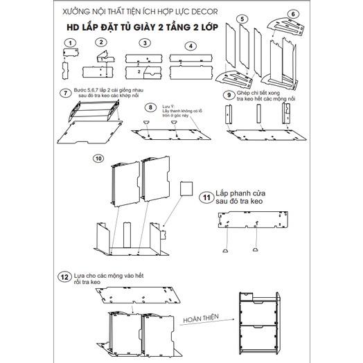 Tủ giày, tủ giày thông minh 2 tầng cánh kín cao cấp chất liệu gỗ nhựa - Win Decor