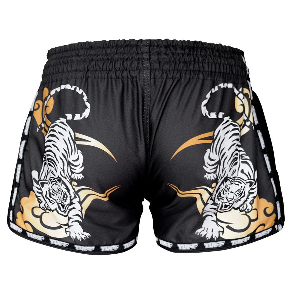 Quần Tuff Muay Thai Black Retro Style Double Tiger With Gold Text