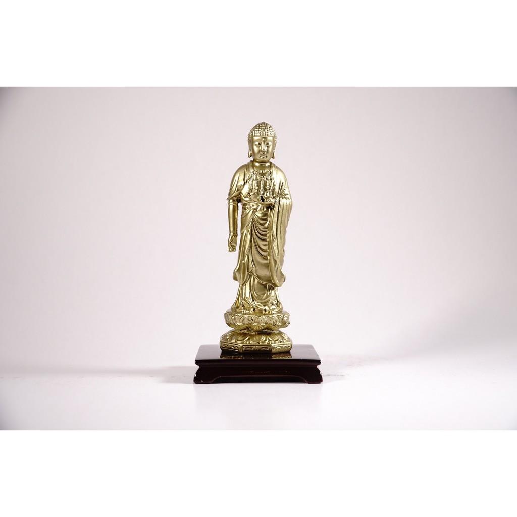 Tượng phật A Di Đà đứng có đế mạ đồng - Cao 13cm