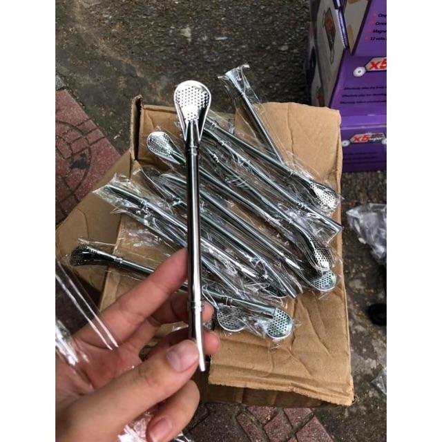 SÉT 2 ỐNG HÚT NƯỚC KIÊM THÌA KHUẤY INOX304