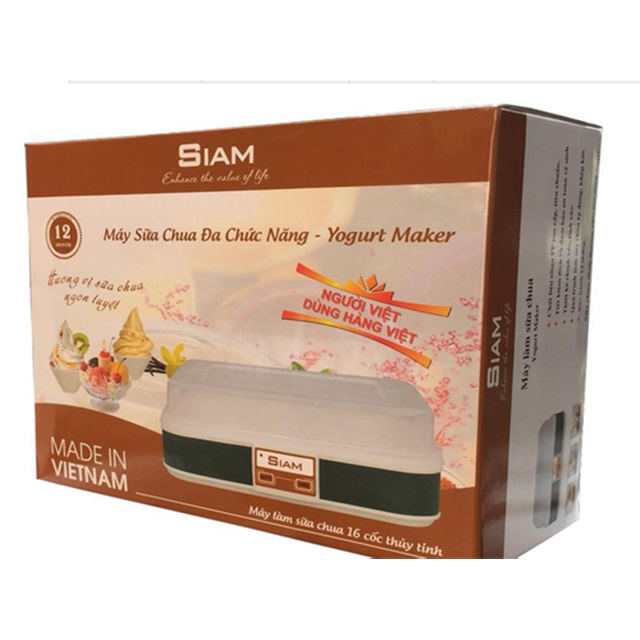Máy làm sữa chua 16 cốc thủy tinh Siam tự động an toàn vệ sinh đơn giản tại nhà.