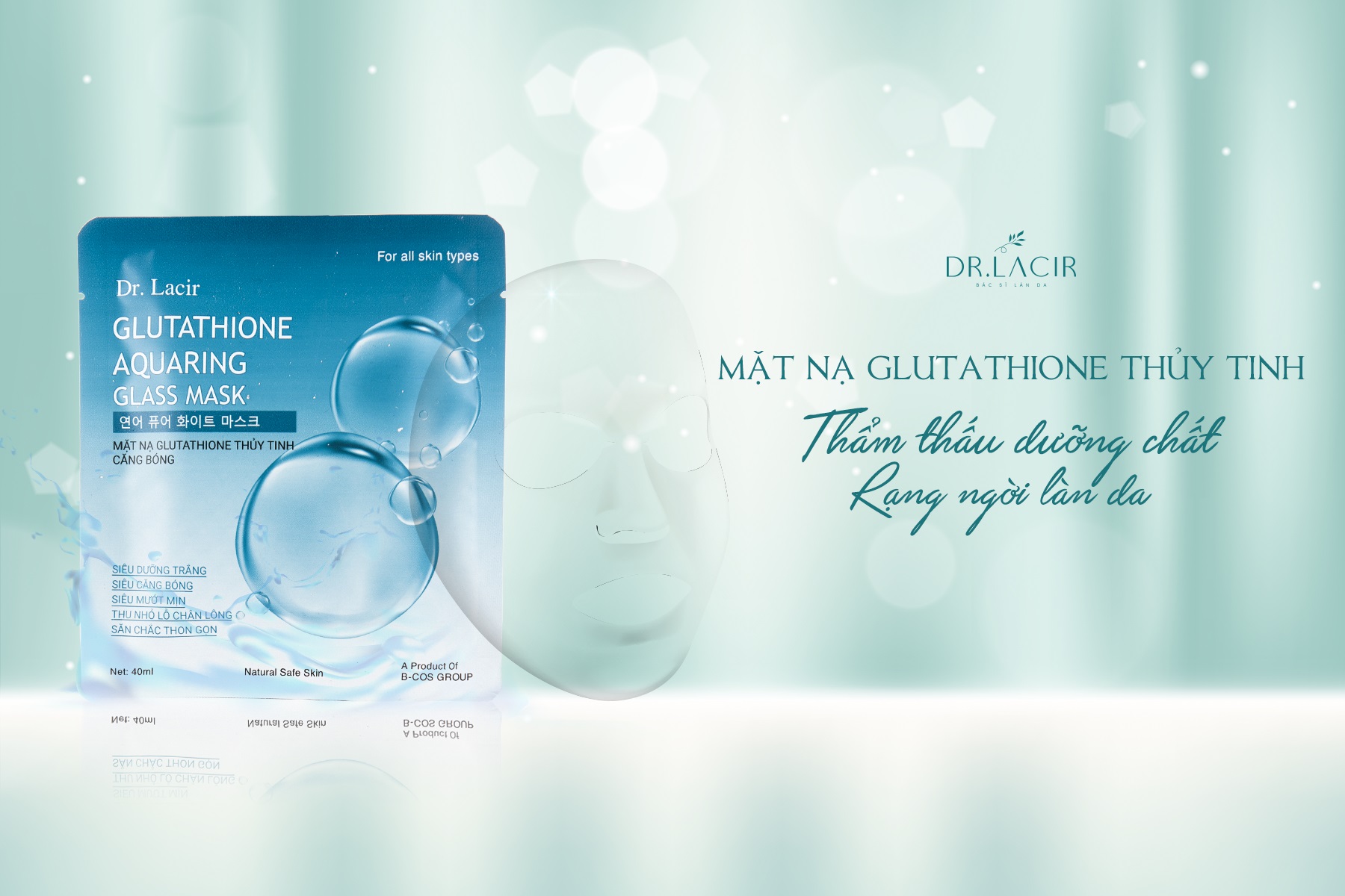 [[ Mặt Nạ Glutathione ]] Trong Suốt Mờ Nám, Sáng Da - Dr. Lacir - Chính Hãng Hàn Quốc