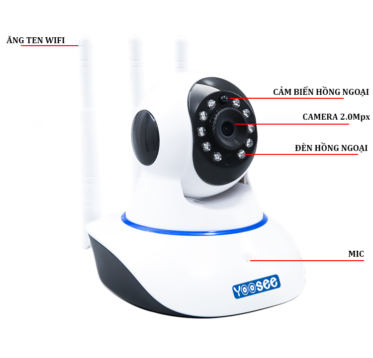 Camera Wifi Yoosee 3 Râu Full HD1080P, 2.0Mpx- Hàng Chính Hãng