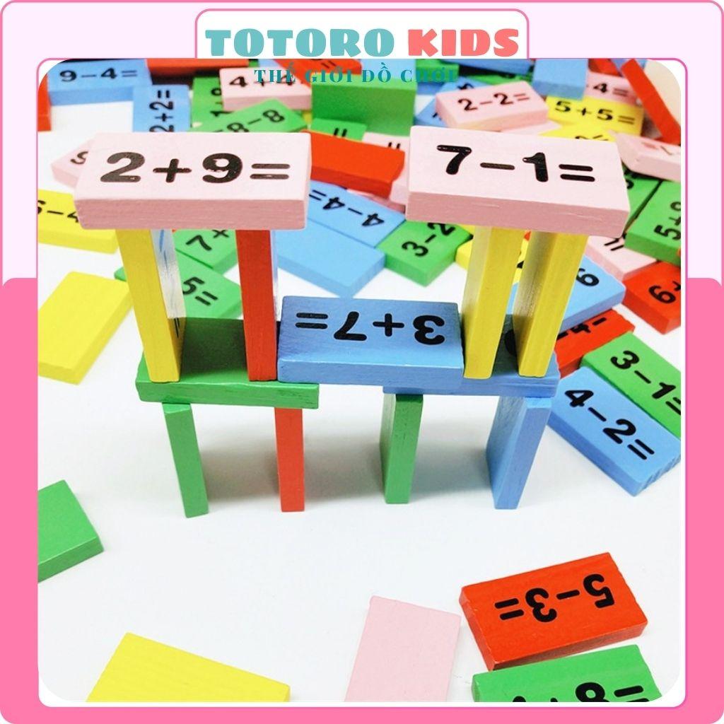 Bộ đồ chơi bằng gỗ Domino 110 quân toán học giáo dục xếp hình lắp ghép thông minh trí tuệ cho bé trai gái