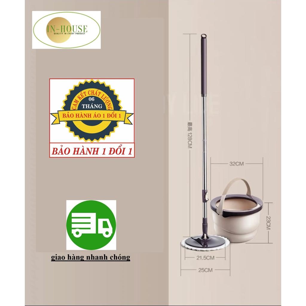 BỘ cây lau nhà tự vắt 360độ thùng nhựa tròn thông minh IH-BLM8