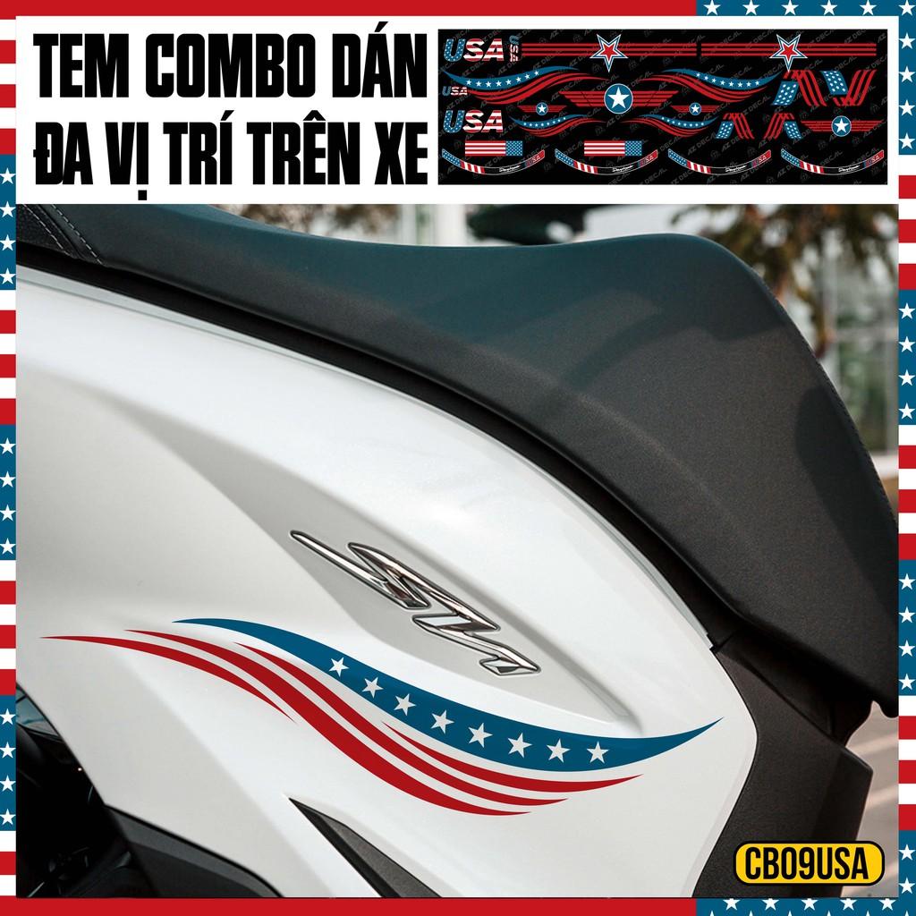 Tem Dán Xe Đa Vị Trí Chủ Đề USA 01 | CB09USA | Decal PVC Dán Cho Mọi Dòng Xe Máy, Xe Điện - In Trong