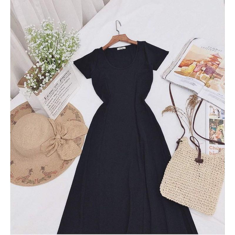 Đầm váy nữ maxi body đen xẻ dài tôn dáng