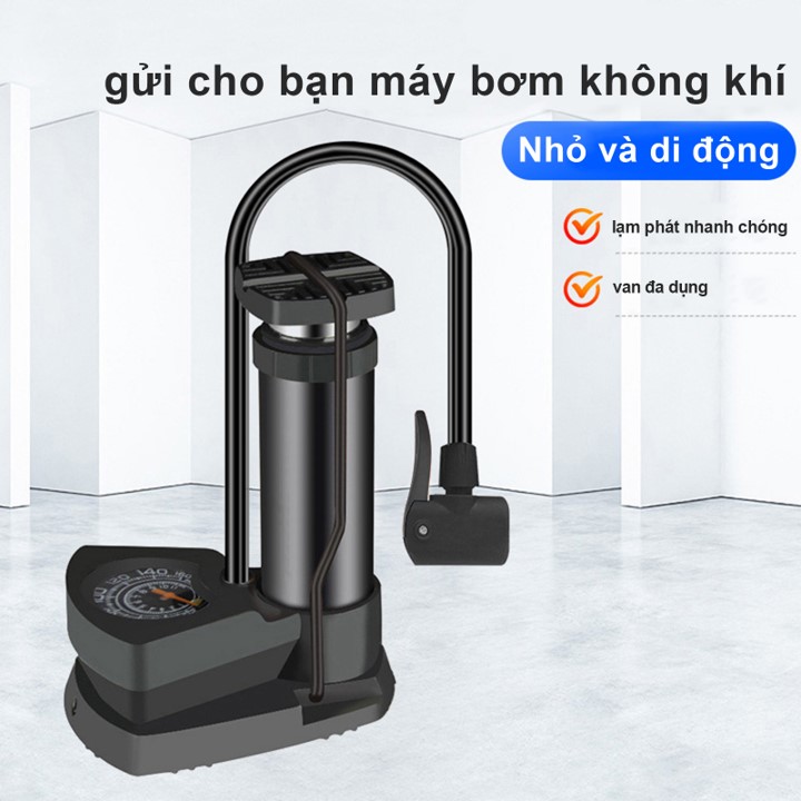 Bơm Xe Đạp Có Đồng Hồ Đo Áp Suất Hợp Kim Nhôm Loại Đạp Chân Cao Cấp - Dùng Cho Xe Đạp Xe Máy Ô Tô Trái Banh