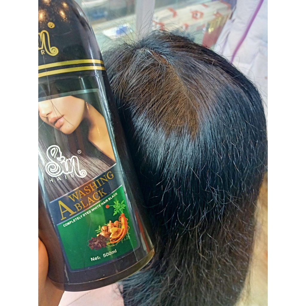 Dầu Gội Phủ Bạc Sin Hair 350ml Màu đen Có Lược Chải Giúp Đen Tóc Tự Nhiên Bằng Nhân Sâm Nhật Bản