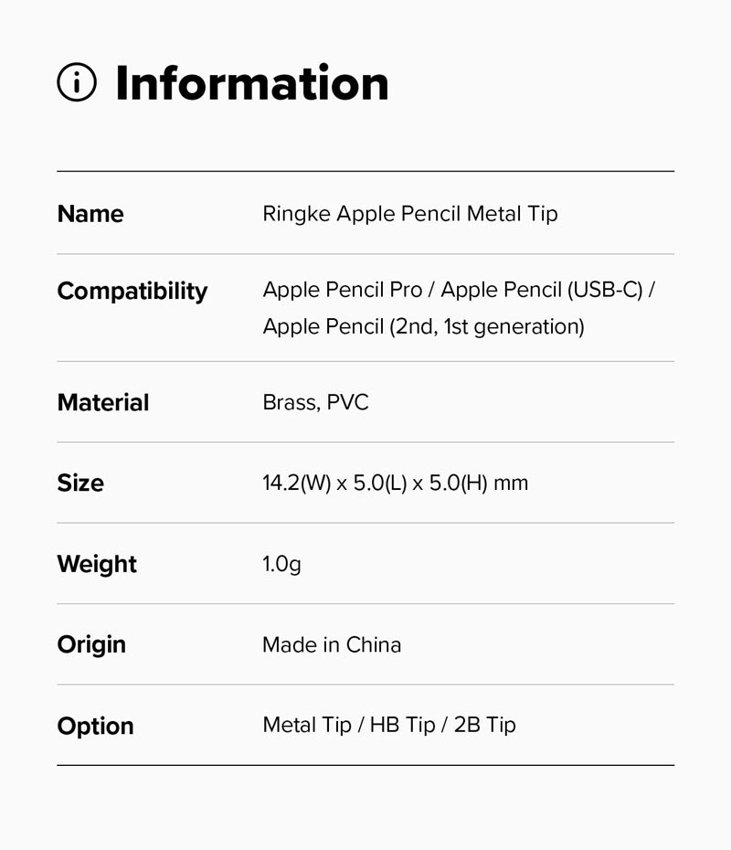 [Combo 3] Đầu bút thay thế Ringke Metal / HB / 2B Tip dành cho Apple Pencil - Hàng Chính Hãng