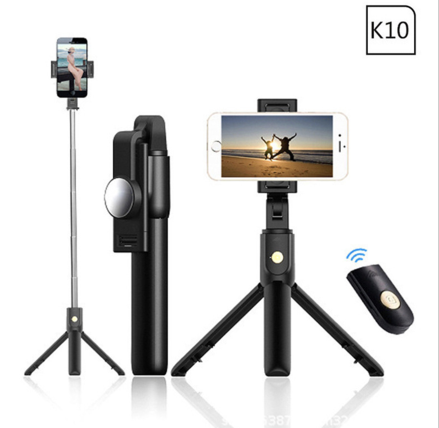 Gậy Chụp Ảnh Tự Sướng Selfie, Tripod K10 Kết Nối Bluetooth (Có Gương) Cao Cấp - DT072