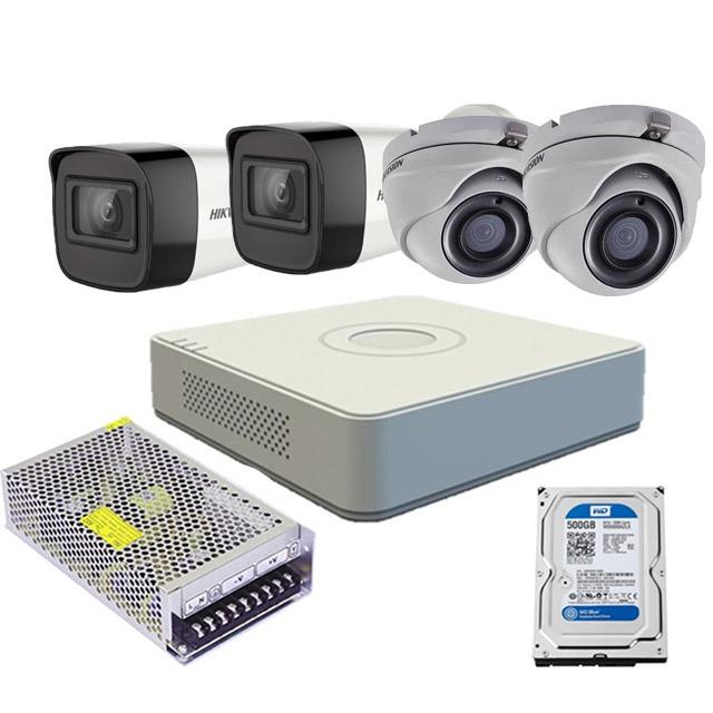 Trọn bộ 4 camera bán cầu và thân trụ HIKVISION,Đầu ghi hình Analog 4 kênh DS-7104HGHI-F1, dung lượng bố nhớ cao 2 tuần - Hàng Chính Hãng