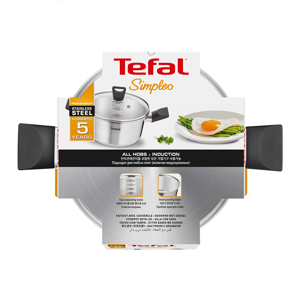 Nồi inox chống dính đáy từ Tefal Simpleo 24cm, dùng cho mọi loại bếp- Hàng chính hãng