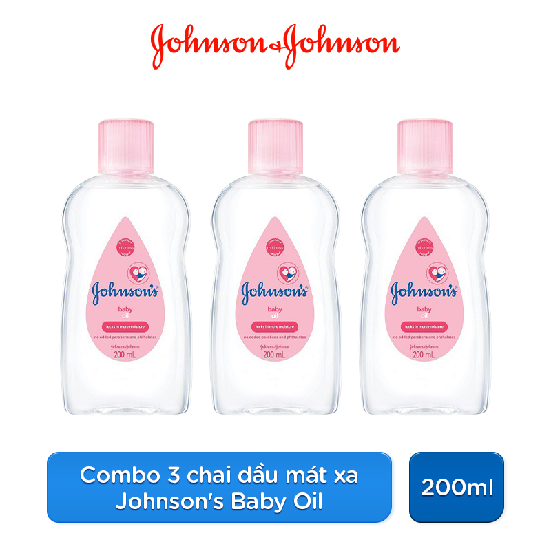 Combo 3 Chai Dầu Massage Cho Bé Johnson's Baby Oil 200ml