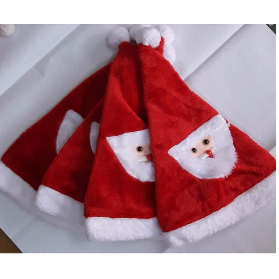 Mũ Ông già Noel vải nhung có hình - Size Trẻ Em