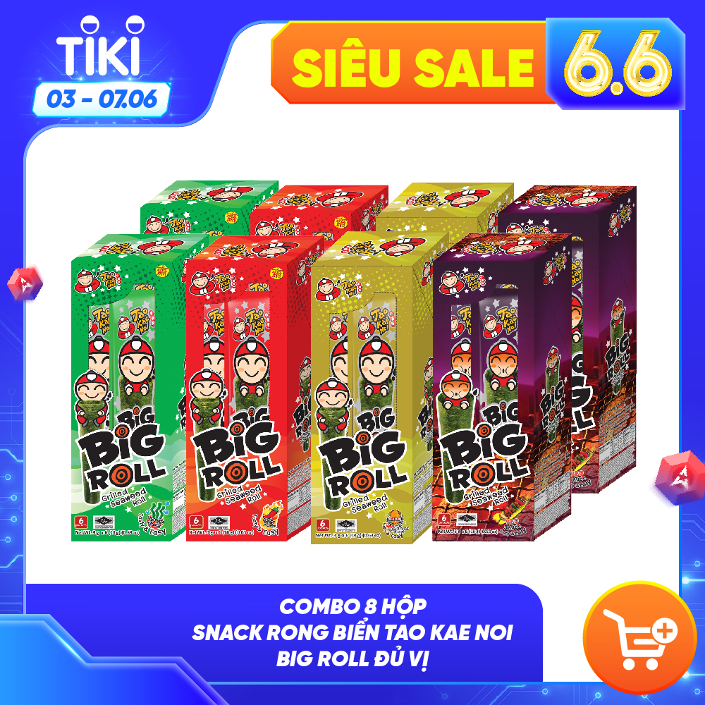 Combo 8 Hộp Rong Biển Đủ Vị Taokaenoi Big Roll (3.6g)