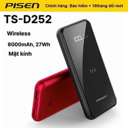 Sạc Dự Phòng Không Dây Pisen Wireless Charging 8000mAh - , Grey, Hàng chính hãng