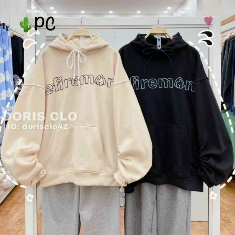 Áo Hoodie Unisex Tay Phồng Hàn Quốc Chữ Efiremonkey Cặp Nam Nữ FREESHIP ĐẸP Khoác Nỉ Có Nón 2 Lớp Thu Đông Chống Nắng