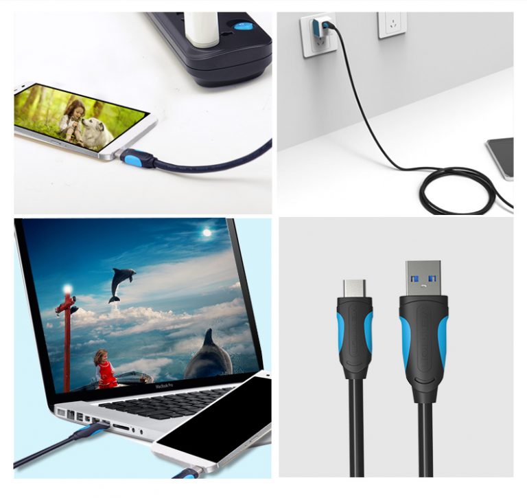 Cáp chuyển đổi USB 3.0 to Type-C dài 50cm Vention VAS-A37-W050 chính hãng