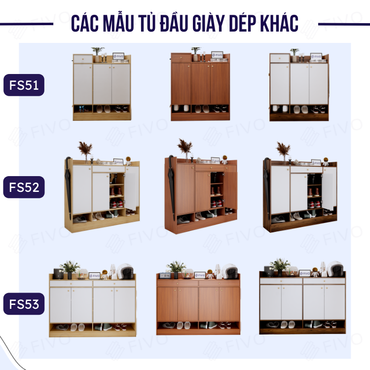 Tủ Kệ Giày FIVO FS52 Có Hộc, Chất Liệu Gỗ MDF Cao Cấp, Nhiều Ngăn Chứa Giày Dép, Chân Tủ Chắc Chắn - Ngang 100cm