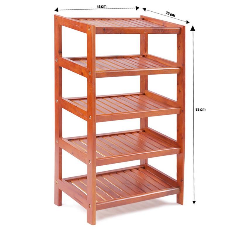 Kệ Giày Dép 5 Tầng Rộng 45cm Gỗ Tự Nhiên 100%