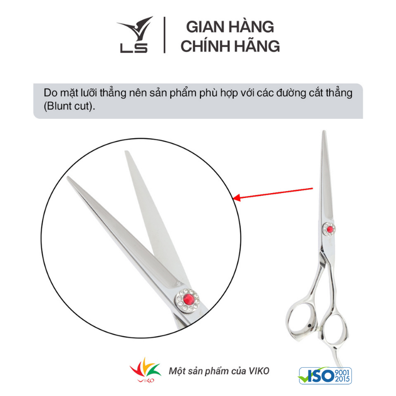 Kéo cắt tóc LS lưỡi thẳng quai offset vênh đỡ ngón cố định PSO/6.0