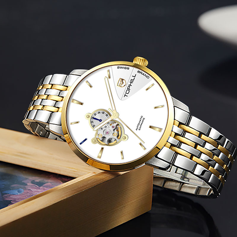 ĐỒNG HỒ TOPHILL TW083G.S6258 Dây và vỏ thép 316L, máy automatic, kính sapphire