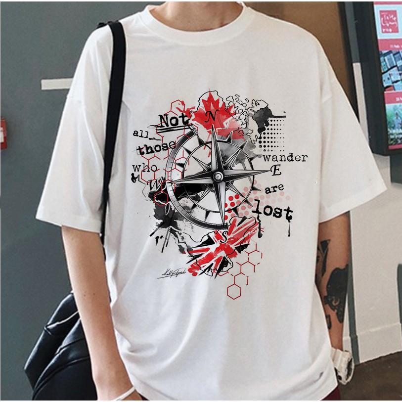 Áo Thun Nam _ Nữ Tay Lỡ Unisex Kim Chỉ Nam Siêu Ngầu