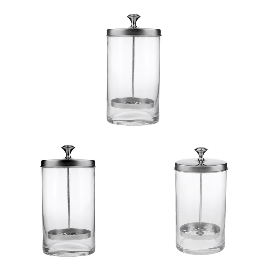 3Pcs Clear Sanitizer  Glass Jar for Hair Styling Barber Shop S