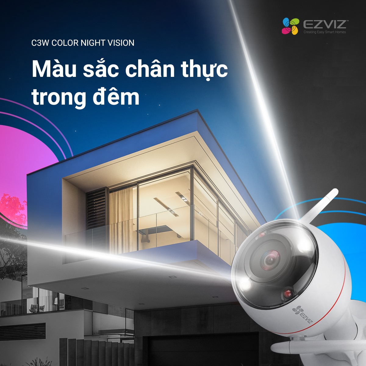 Camera EZVIZ C3W PRO 2MP &amp; 4MP, WI-FI Không Dây, IP67 Ngoài Trời, Ghi Hình Màu Ban Đêm, Âm Thanh 2 Chiều, Đèn và Còi Báo Động, Tích Hợp AI--Hàng Chính Hãng