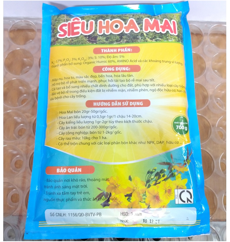 SIÊU HOA MAI PHÂN BÓN CHUYÊN DÙNG CHO CÂY HOA MAI cây khỏe, trổ đều. ra nhiều hoa khối lượng tịnh 700g