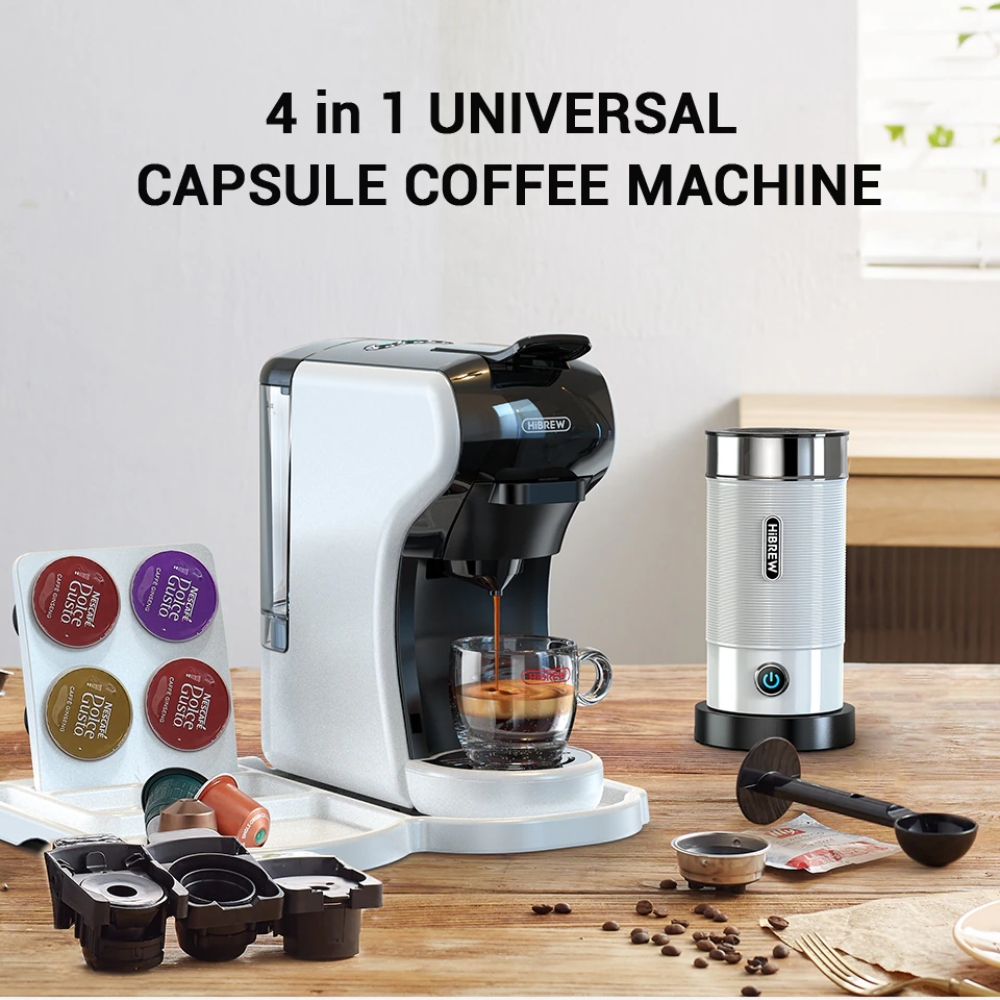 Máy pha cà phê Espresso HiBREW H1A 1450W 19 bar, pha viên nén 4 trong 1 nóng / lạnh - Hàng nhập khẩu