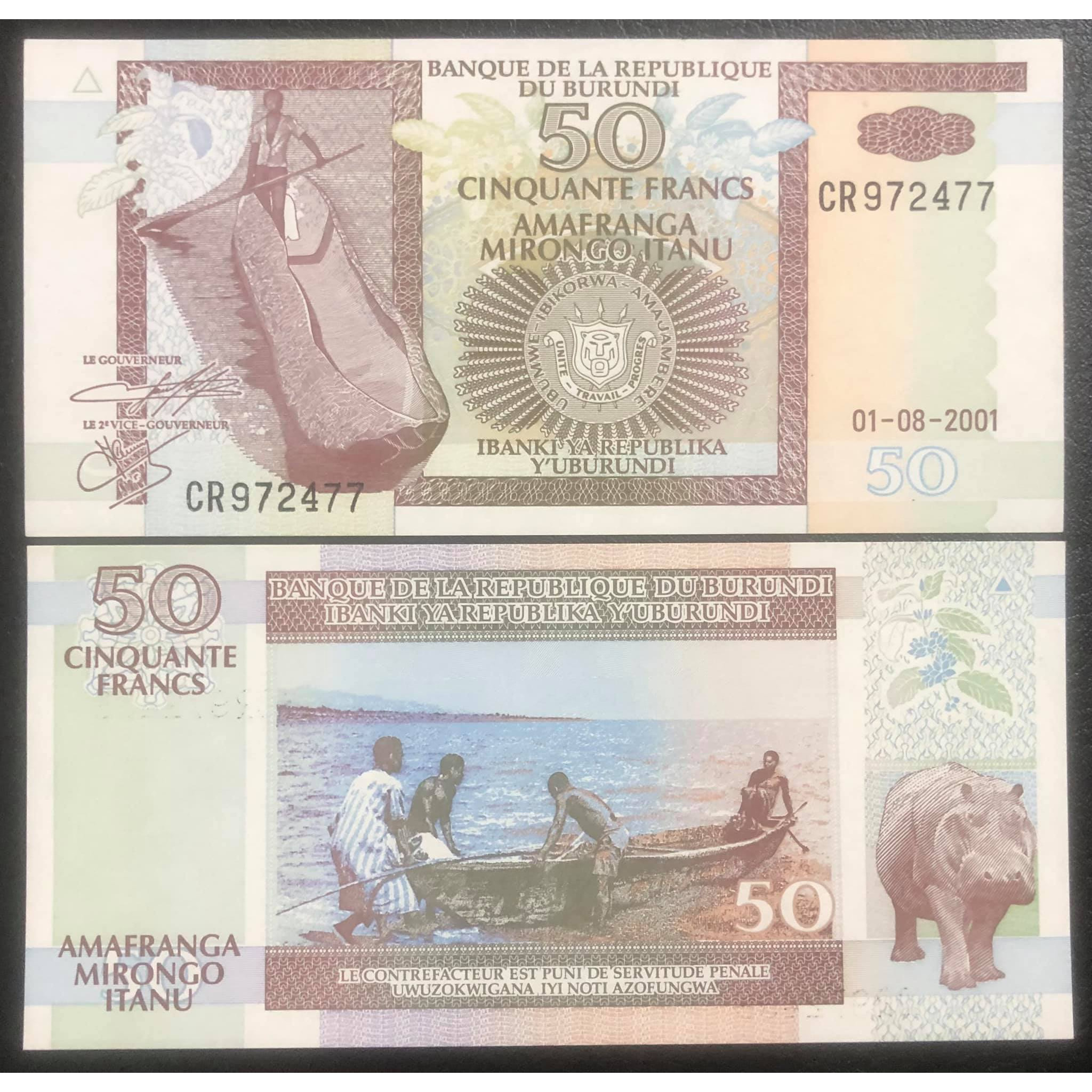 Tiền Cộng hòa Burundi 50 francs, quốc gia thuộc Đông Phi