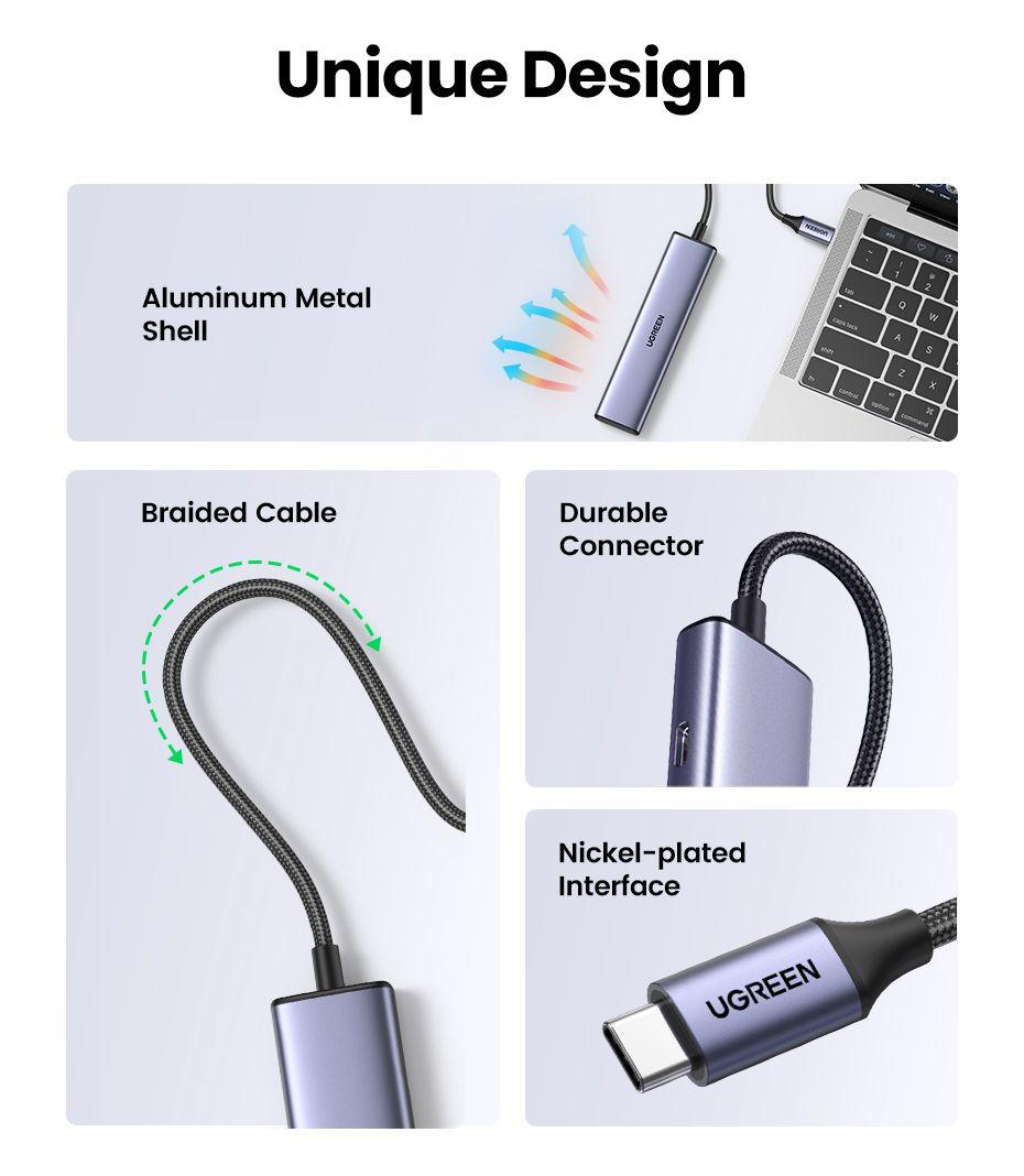 Ugreen UG15395CM473TK 5Gb Màu Xám Bộ chuyển USB-C sang 2 cổng USB-C + 2 cổng USB 3.0 - HÀNG CHÍNH HÃNG