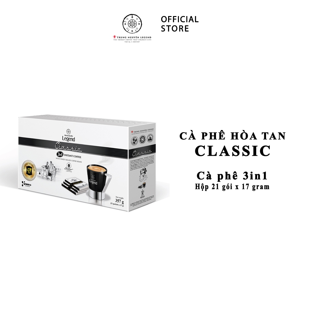 Trung Nguyên Legend - Cà phê hoà tan rang xay 3in1 Classic - Hộp 21 gói x 17gr