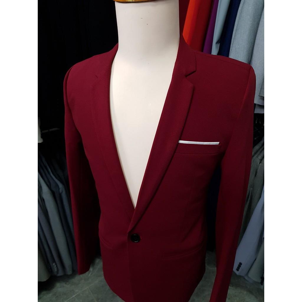 Áo vest nam form ôm body màu đỏ đô chất vải dày mịn co giãn