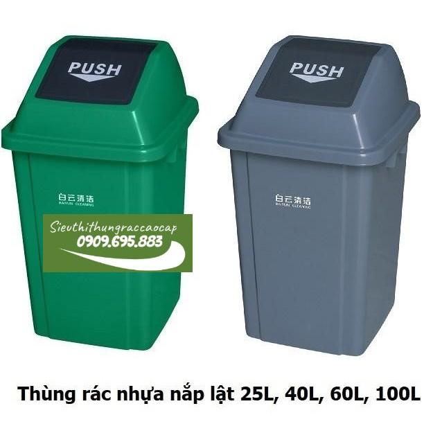 thùng rác nhựa nắp đẩy PUSH 25L