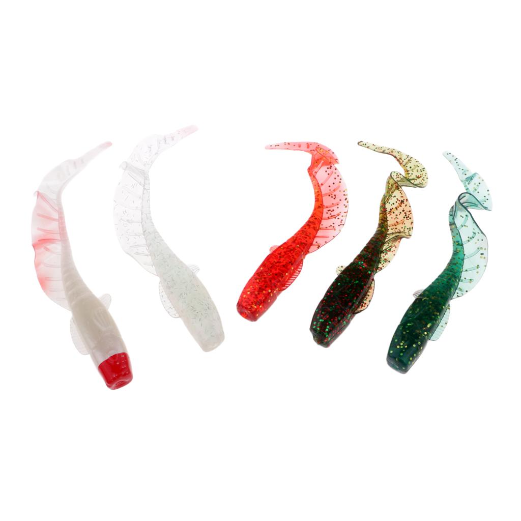 5pcs Lifelike Luminous Fishing Lure Artificial Soft Worm Fishing Bait Tackle