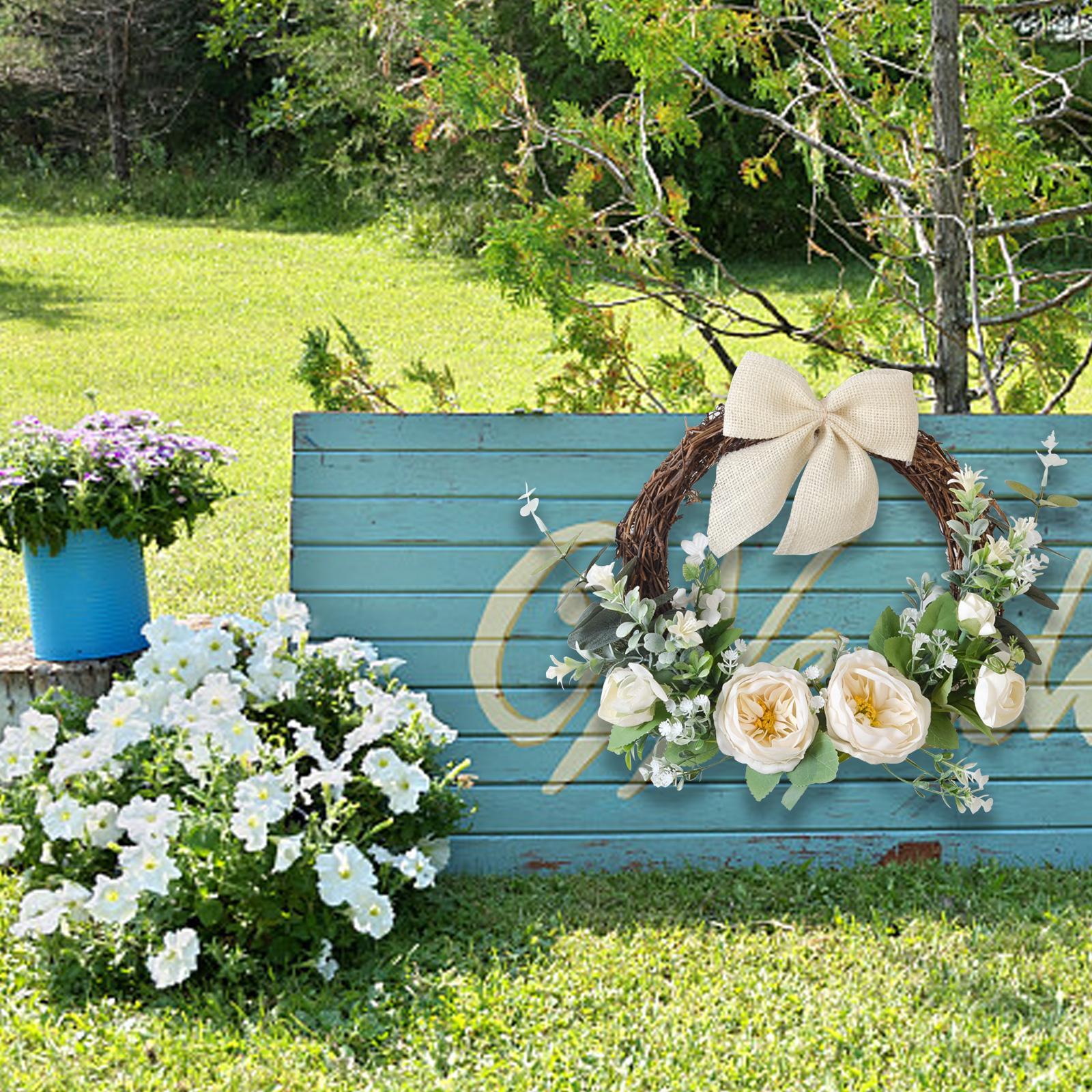 Door Wreath Wall Hanging Artificial Flower Wreath for Indoor Outdoor Party