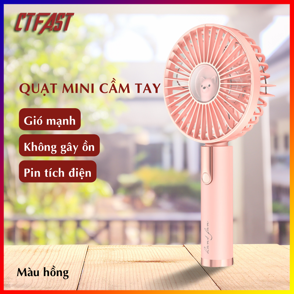 Quạt Mini Để Bàn, Quạt Usb Tích Điện Cầm Tay Ctfast - M109 Thiết Kế Thông Minh 3 Tốc Độ Làm Mát, Chất Liệu Cao Cấp Bền Bỉ, Điều Chỉnh 360 Độ, Không Gây Ồn, Pin Sạc 1200Mah, Dễ Dàng Mang Theo Sử Dụng - Hàng Chính Hãng - Hồng - Model 2022 - Trắng