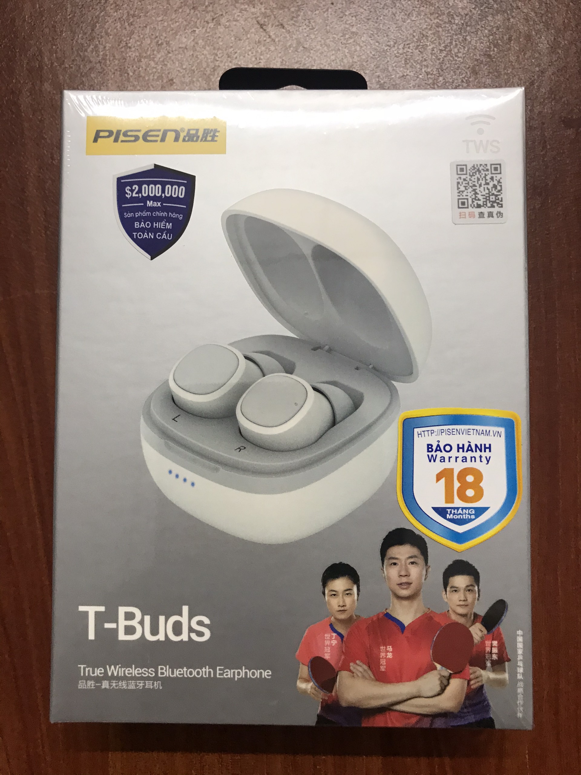 Tai nghe  Pisen True Wireless Bluetooth  T-Buds  White _ Hàng chính hãng