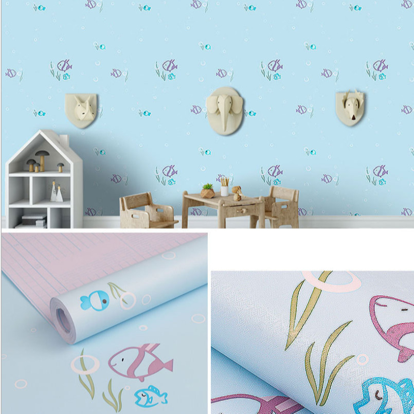 Cuộn 5m Decal Giấy Dán Tường Cá đại dương xanh biển