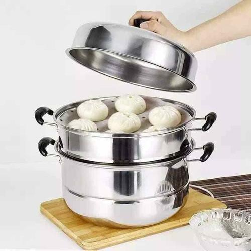 Nồi Hấp Inox 3 Tầng Đa Năng Kích Thước 28 Cm Tặng Kèm Lót Nồi Silicol Tiện Lợi - Loại Tốt