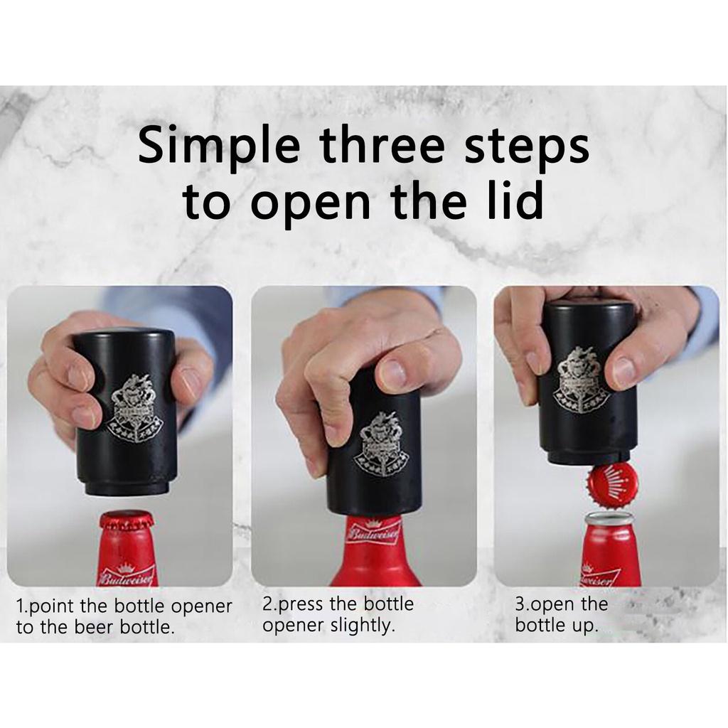 Beer Stainless Steel Bottle Press Automatic Cap Corkscrew Beer Wine Cocktail Ring Bottle Opener Bar Party Kitchen Tools