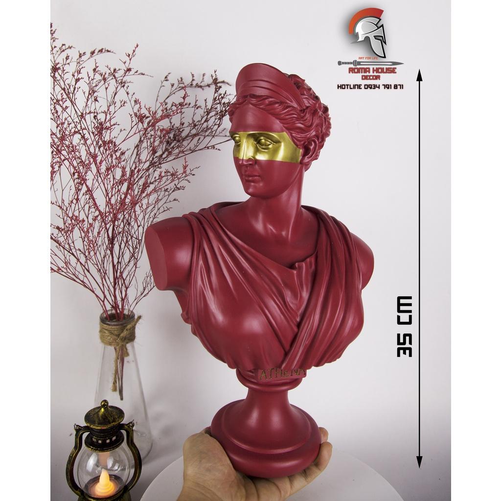 Tượng cổ điển Athena màu đò cao 35cm trang trí nhà cửa showroom
