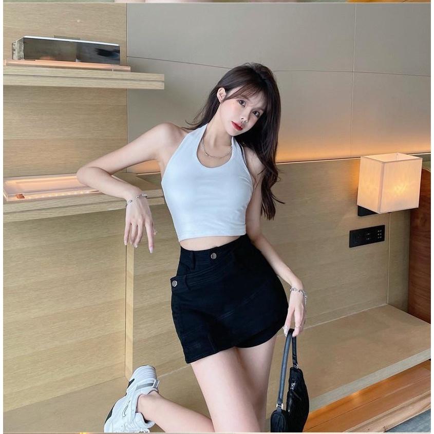Quần nữ ngắn, quần nữ giả váy chất kaki co dãn màu trắng đen size S M L SKUQ-46